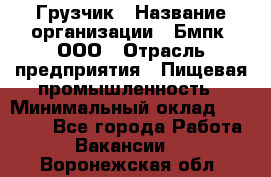 Грузчик › Название организации ­ Бмпк, ООО › Отрасль предприятия ­ Пищевая промышленность › Минимальный оклад ­ 20 000 - Все города Работа » Вакансии   . Воронежская обл.